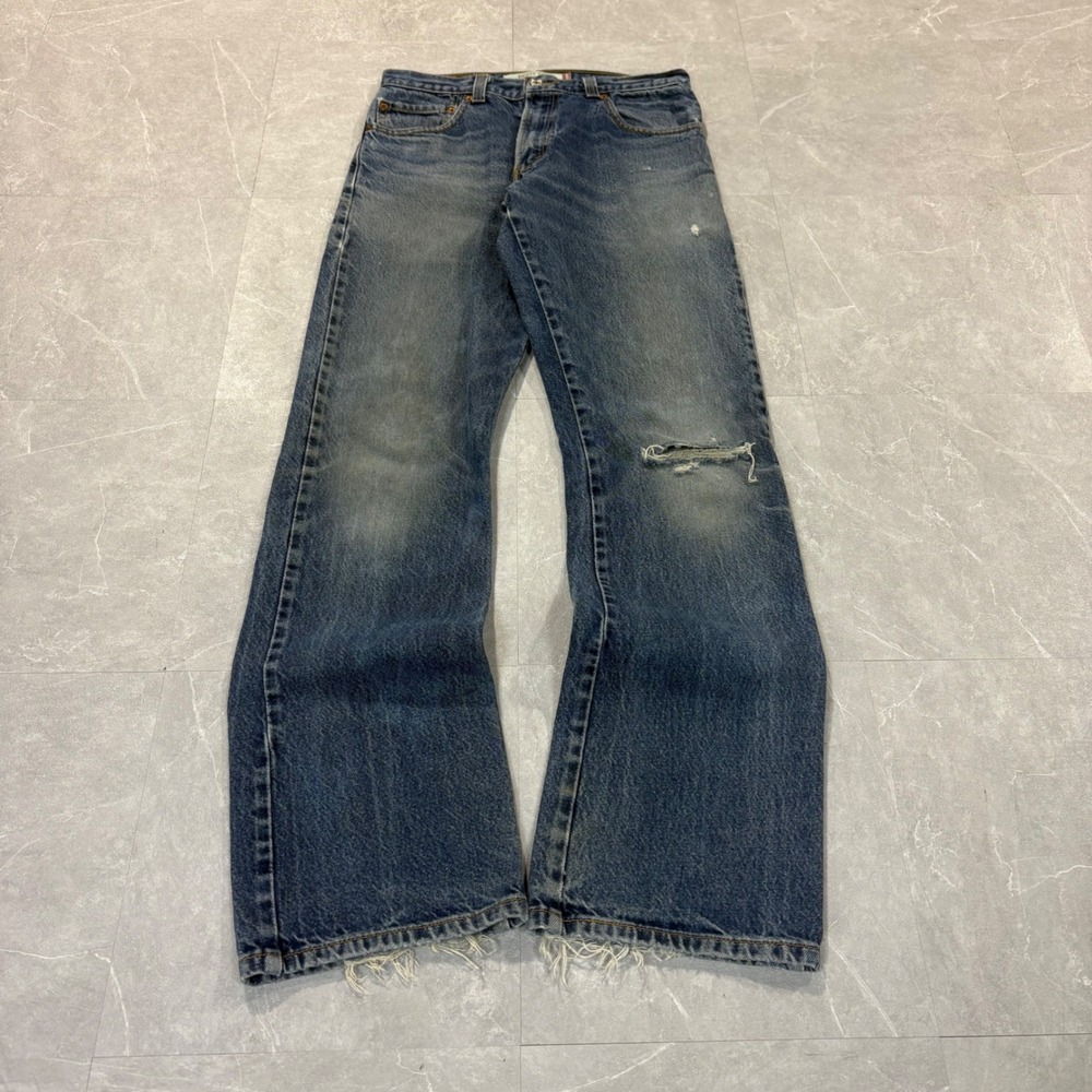 Levis 517 Boot Cut Jeans Mens 32x34 Blue Faded Distressed Denim Pants